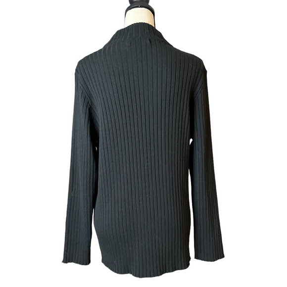 Nina Leonard Women's Sweater in Black Acrylic Wool Blend Funnel Neck Size XL - Picture 3 of 5